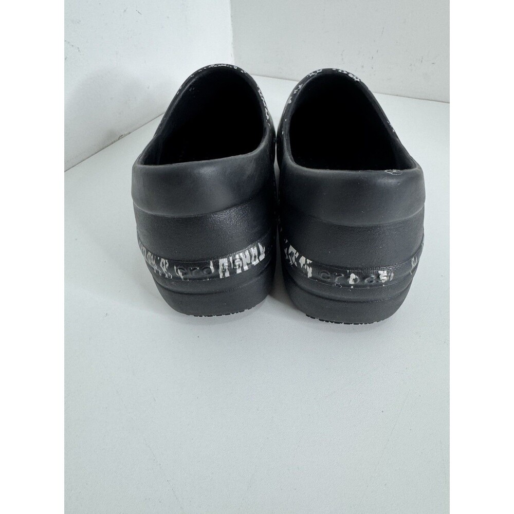 Crocs Work Neria Pro II Clog Sz 7 Black Metallic Silver Flowers Career Comfort - Picture 5 of 7
